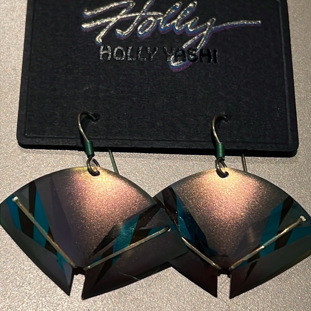 Holly Yashi signed fan earrings